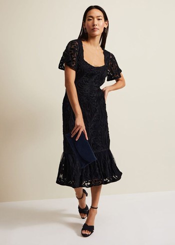 Phase Eight Matilda Tapework Dress Navy Australia | DW4078132